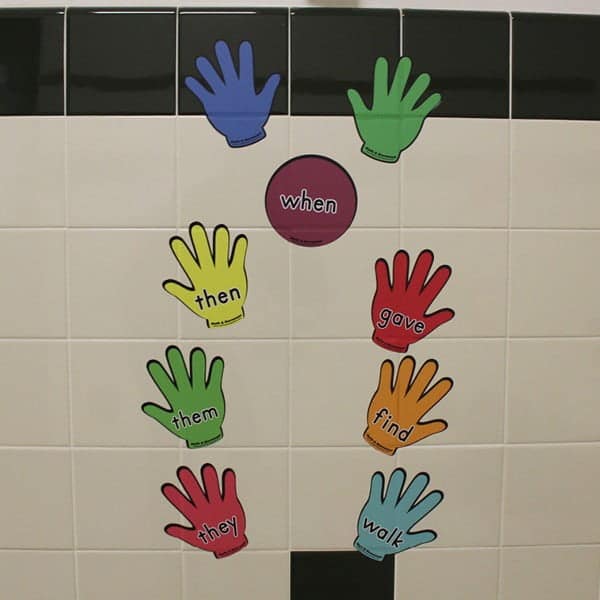 Word Hop Hands Stickers, for Sensory Hallway sight word wall stickers ideas for kindergarten